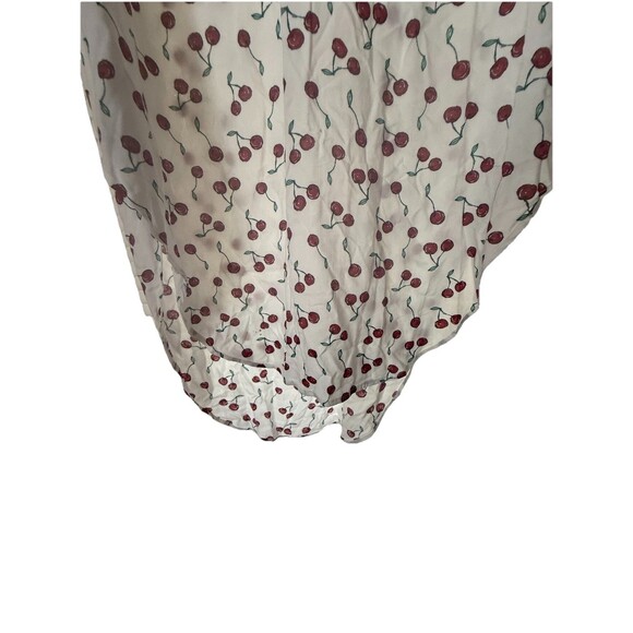 Cupio White With Red Cherries Midi Dress Size Large V Neck Sleeveless - Picture 4 of 11